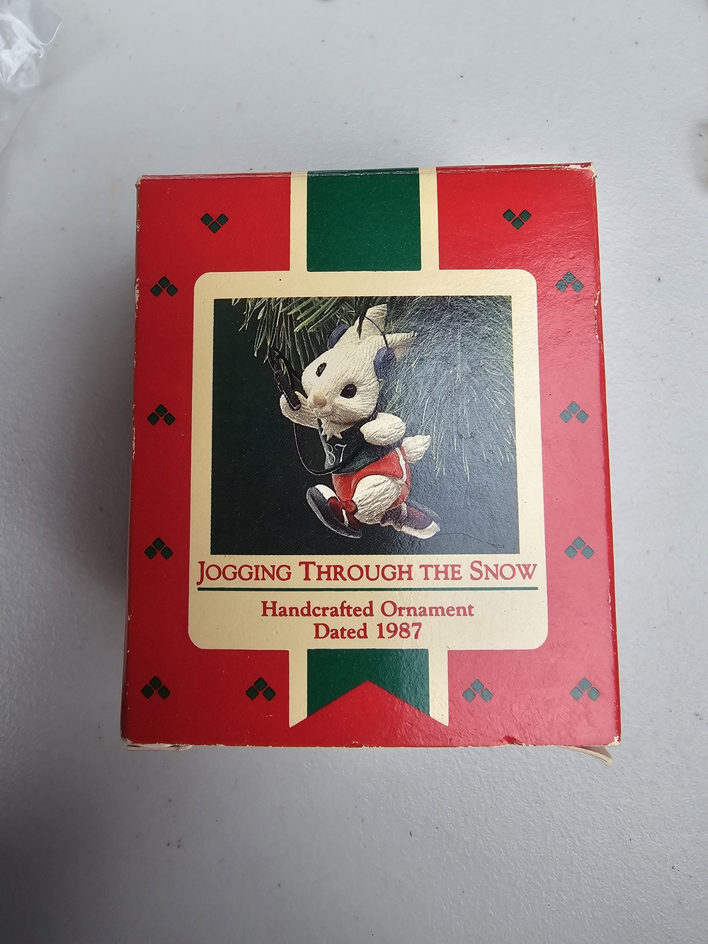 Hallmark Red and Green 'Jogging Through the Snow' Holiday Ornament Box